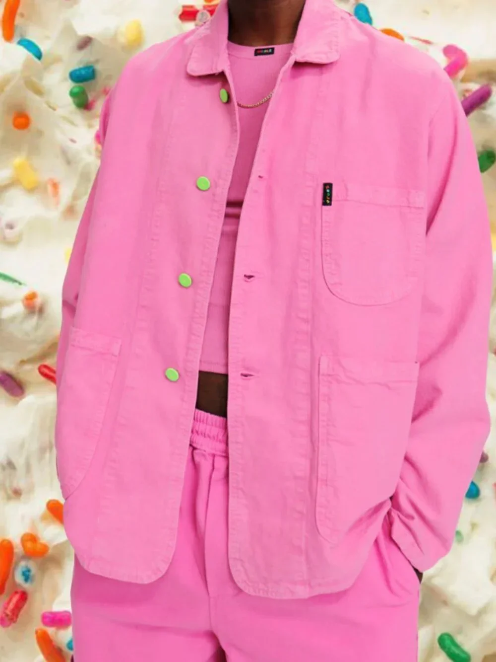 Meals Forager Chore Jacket in Donut Pink, Size Small - Picture 1 of 5